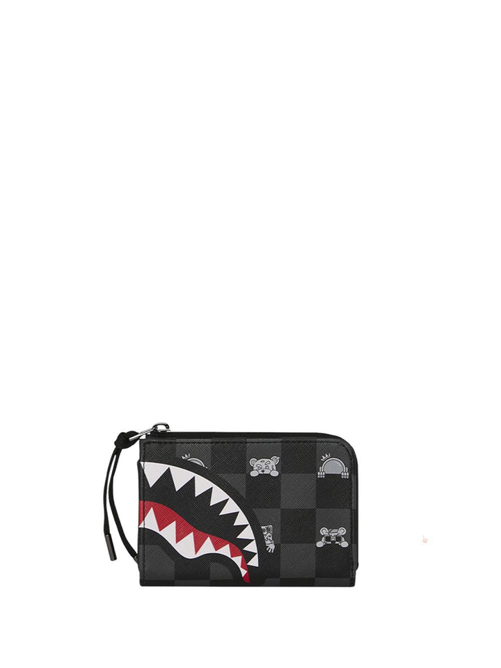 gray peeking character check wallet Sprayground Portafogli Unisex 910w8917nsz Nero