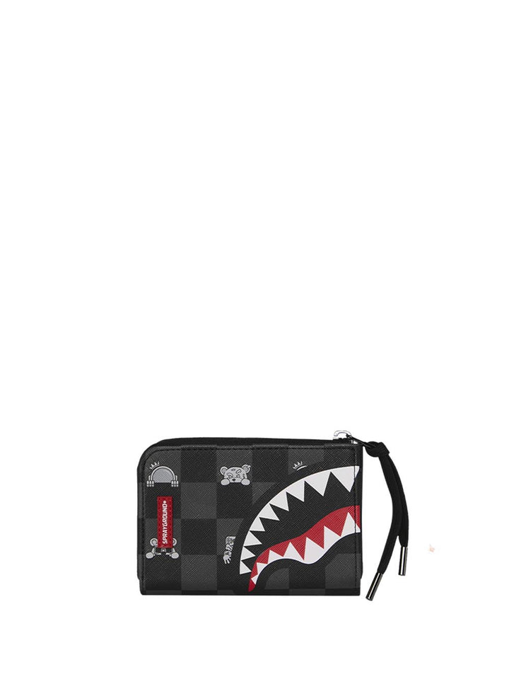 gray peeking character check wallet Sprayground Portafogli Unisex 910w8917nsz Nero