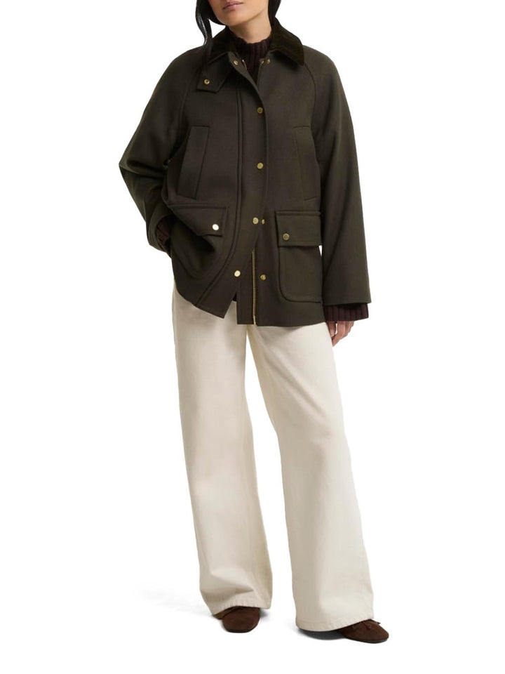 WOMENS BEDALE WOOL COAT Barbour Giubbino Donna Lwo0260 Verde oliva
