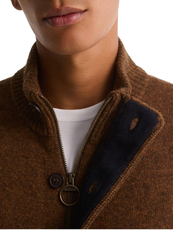 ESSENTIAL PATCH ZIP THROUGH Barbour Maglia Uomo Mkn0731 Marrone