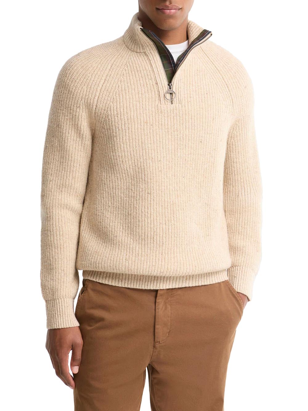ESSENTIALS FLECK HALF ZIP Barbour Maglia Uomo Mkn1757 Panna