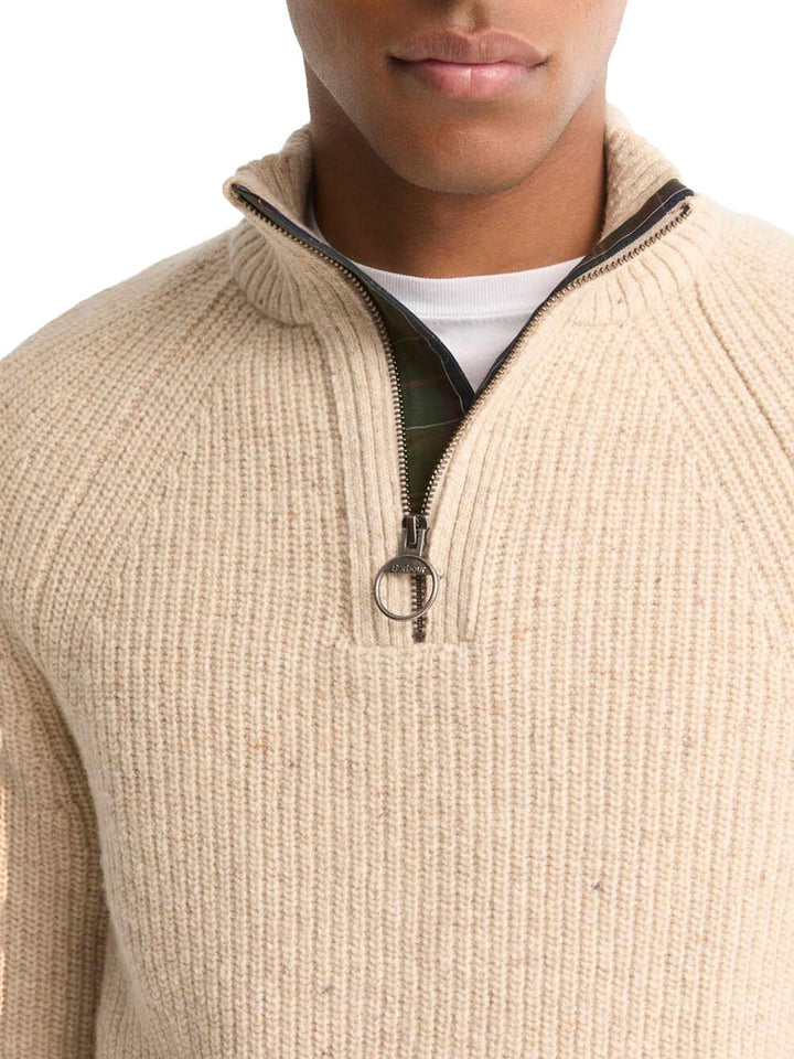 ESSENTIALS FLECK HALF ZIP Barbour Maglia Uomo Mkn1757 Panna