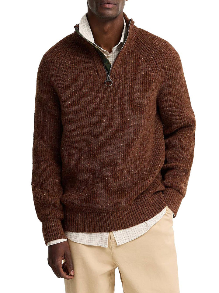 ESSENTIALS FLECK HALF ZIP Barbour Maglia Uomo Mkn1757 Mattone
