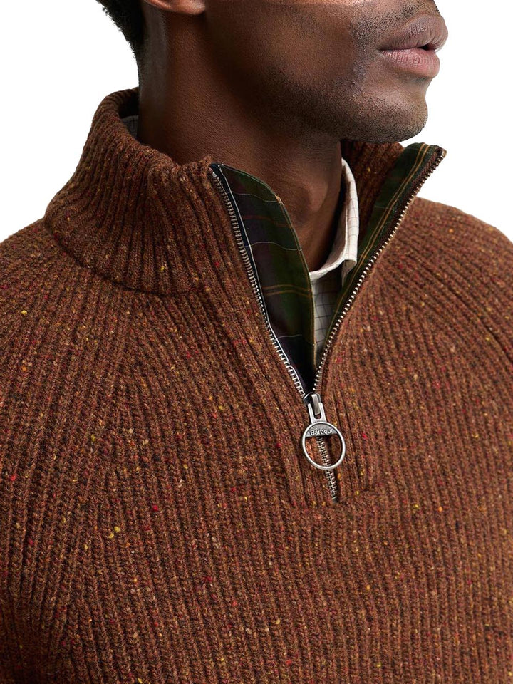 ESSENTIALS FLECK HALF ZIP Barbour Maglia Uomo Mkn1757 Mattone