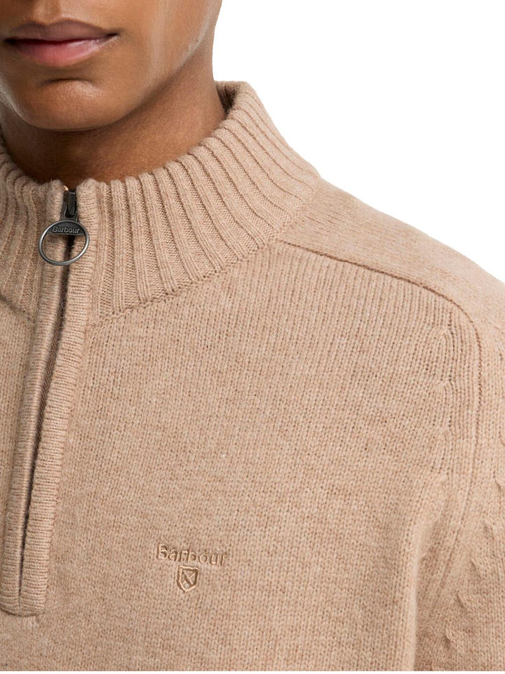NEWTOWN HALF ZIP KNIT JUMPER Barbour Maglia Uomo Mkn1774 Beige