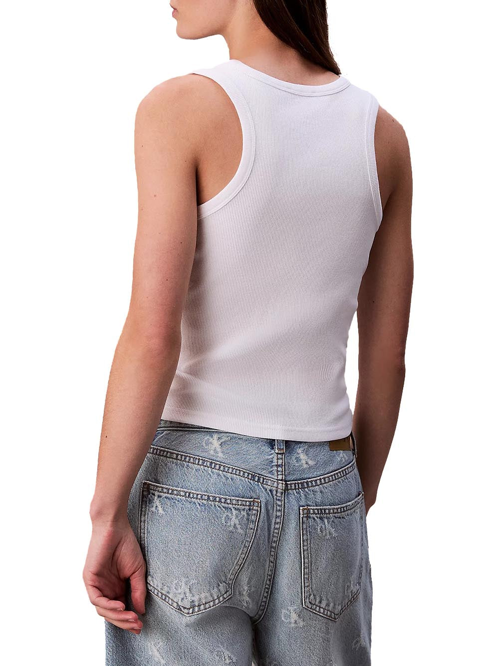 Calvin Klein Jeans Canotta Donna Lv047c201g Bianco