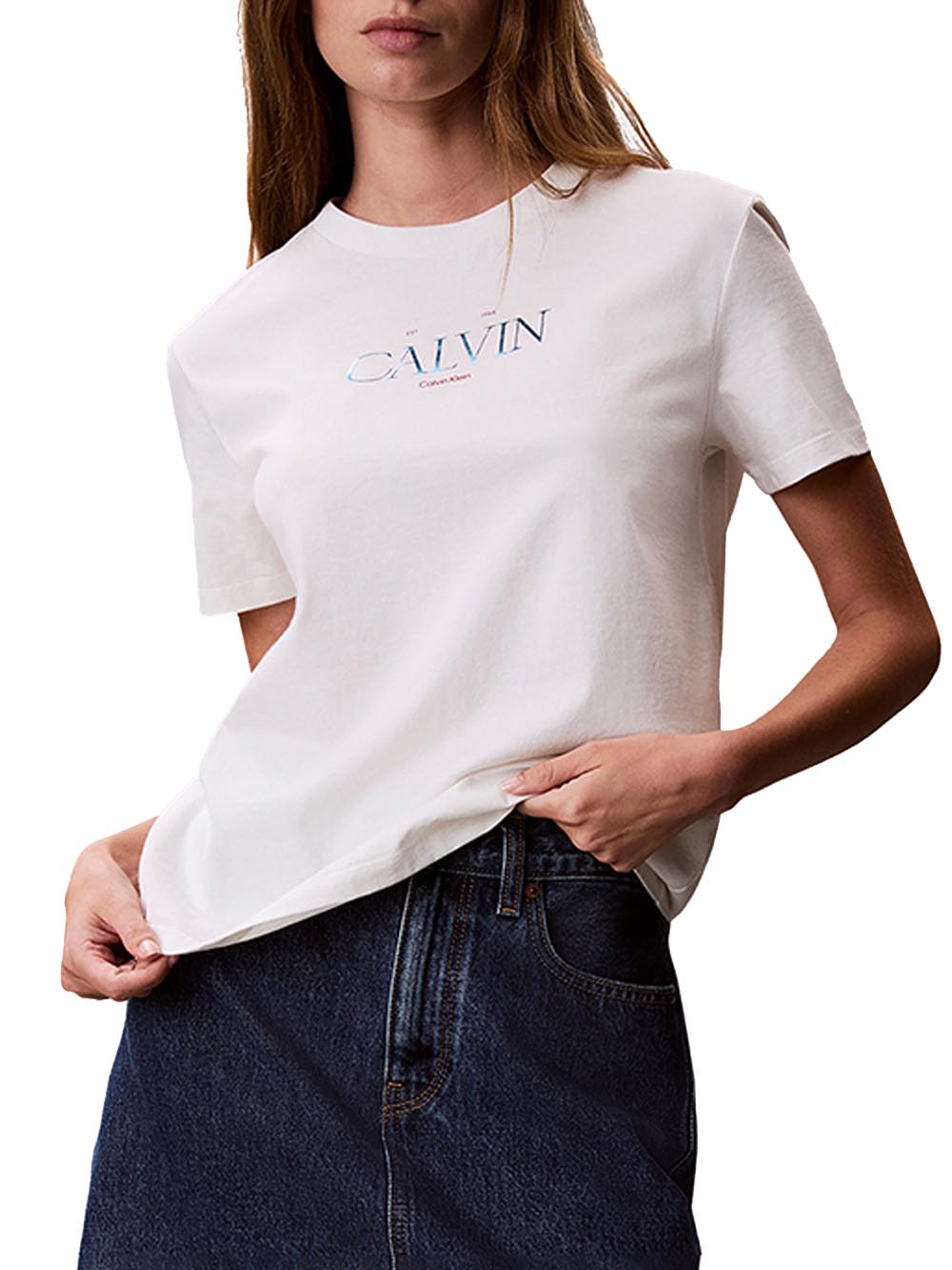 Calvin Klein Jeans T-shirt Donna Lv047g806g Panna