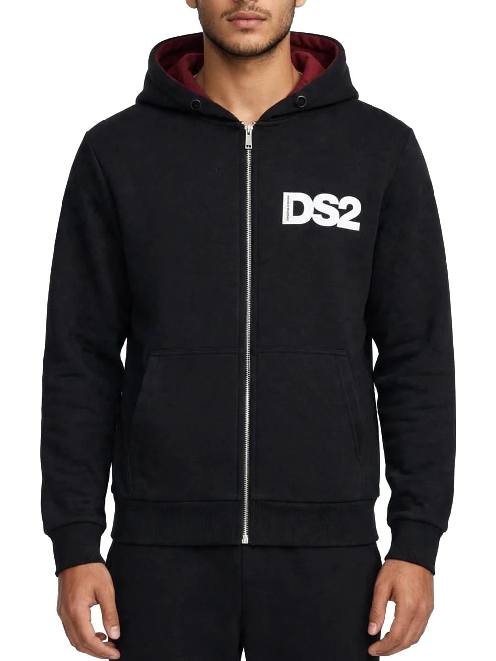 Ds2 Felpa Uomo F62a369 Nero bordeaux