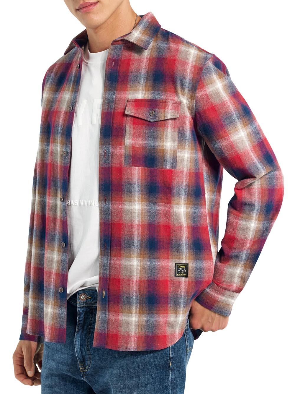 riviera cf pocket check cotton Gas Camicia Uomo B2017 03 15 1467 Blu rosso