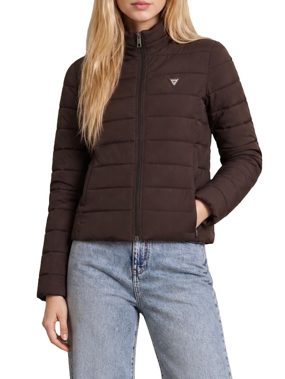 SOLID HEAVY DIANN PUFFER JACKE Guess Giubbino Donna V4yl04 Wf3x0 Marrone