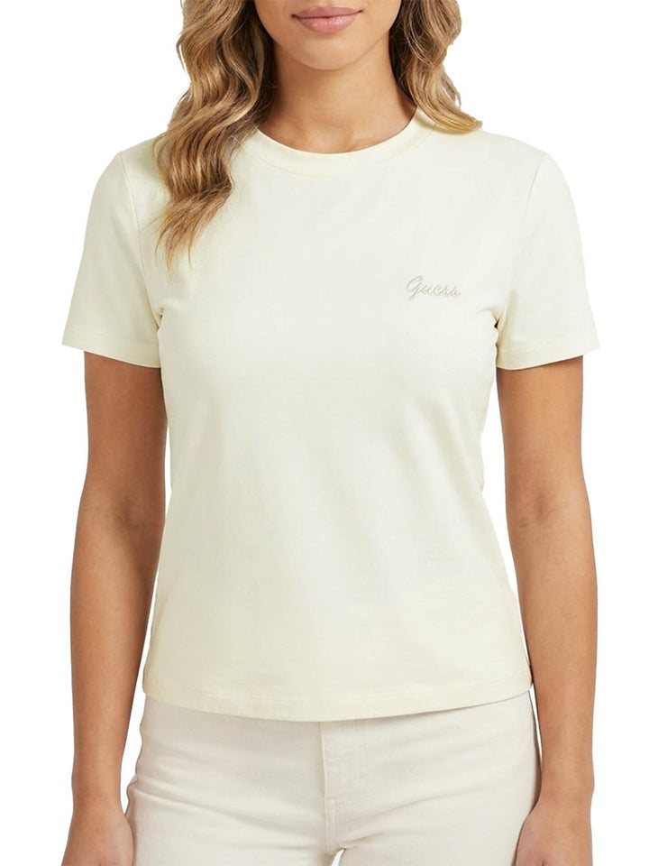 CHARA SS TEE Guess T-shirt Donna V6yi02 K4259 Panna