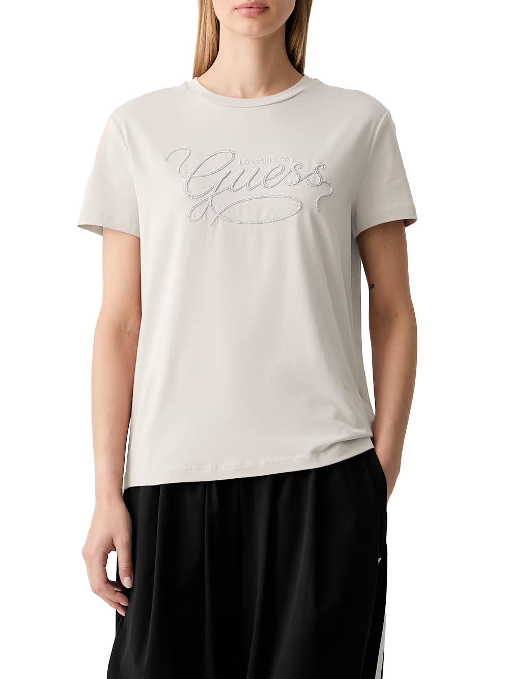 Guess T-shirt Donna V6yi17 K4319 Panna