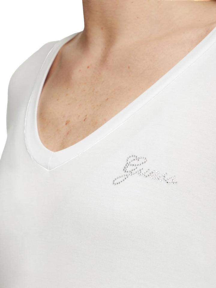 NEW LS VN MINI LOGO TEE Guess T-shirt Donna W6bi56 K6890 Bianco