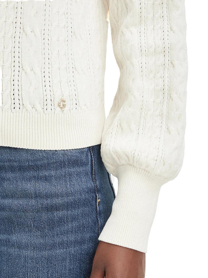 LS CN JOANNA SWTR Guess Maglia Donna W6br44 Z1441 Panna