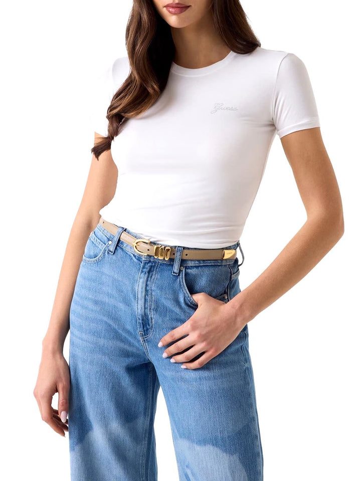 NEW SS CN MINI LOGO TEE Guess T-shirt Donna W6yi12 K3751 Bianco