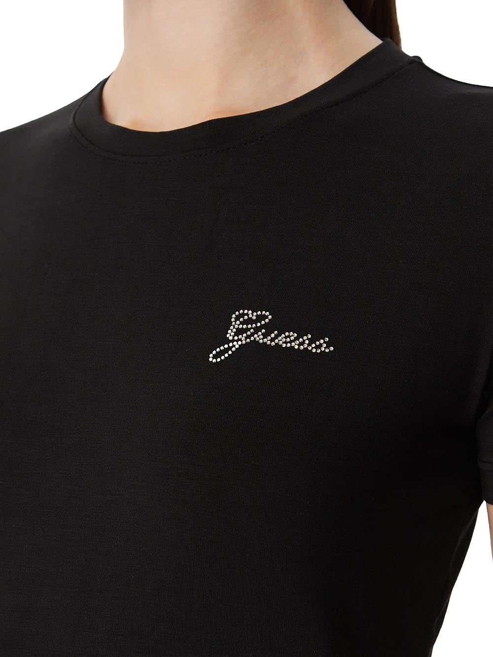 NEW SS CN MINI LOGO TEE Guess T-shirt Donna W6yi12 K3751 Nero