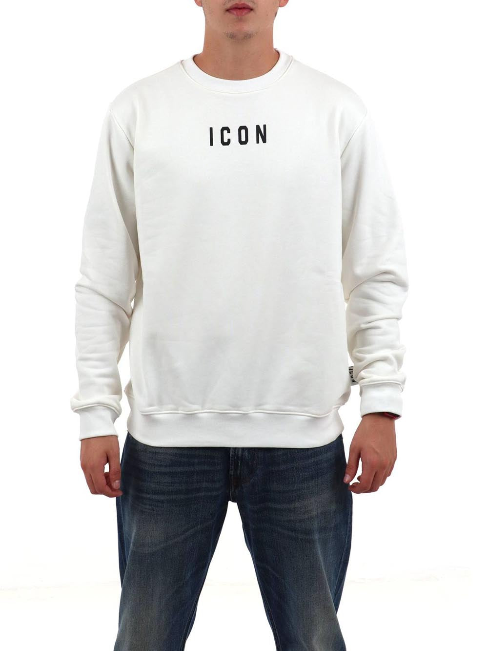 girocollo logo grande su dt ICON Felpa Uomo Iuf002c Bianco