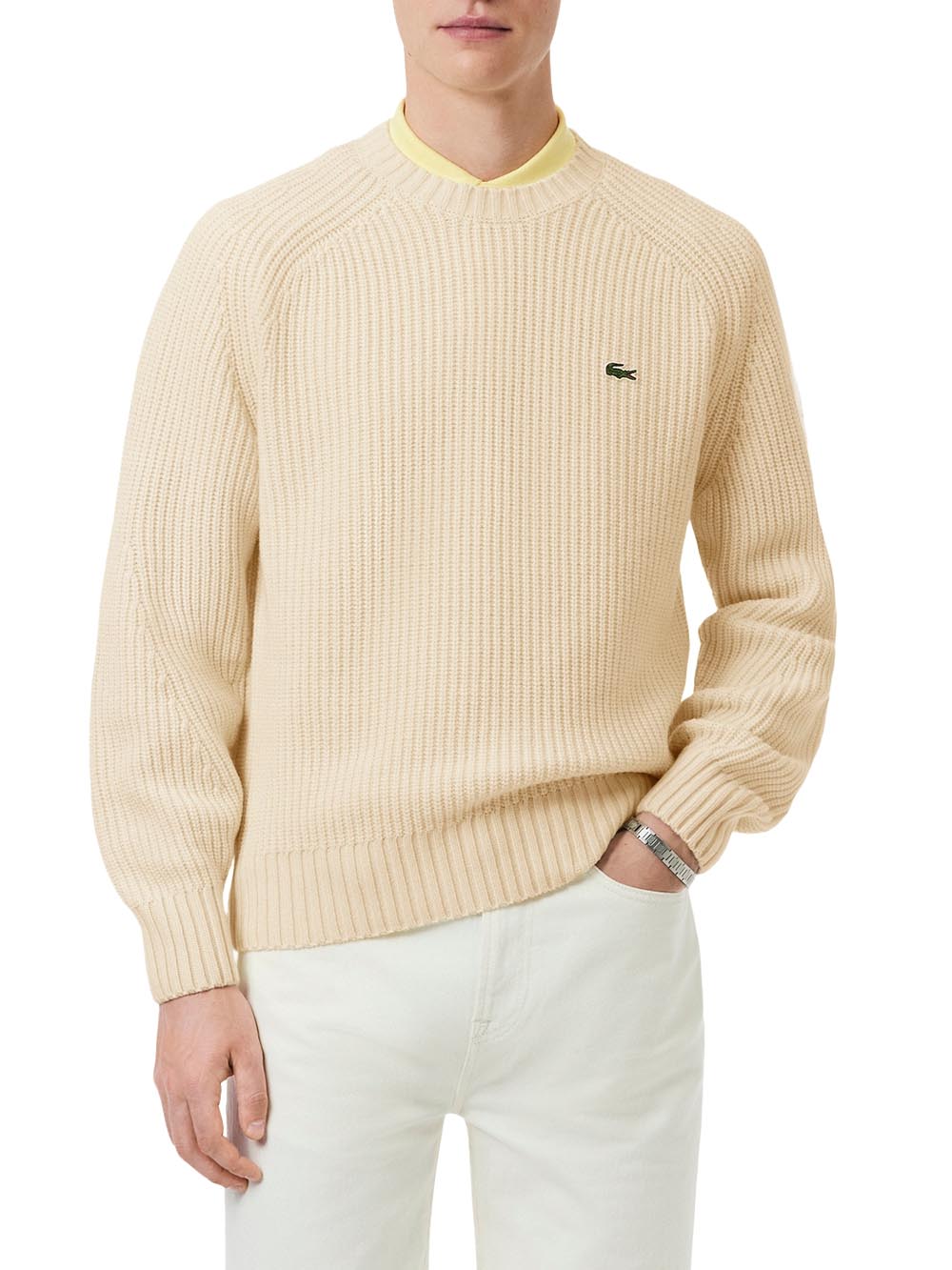 Lacoste Maglione Uomo Ah3142 Panna