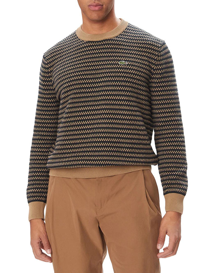 Lacoste Pullover Uomo Ah8569 Beige/blu/verde