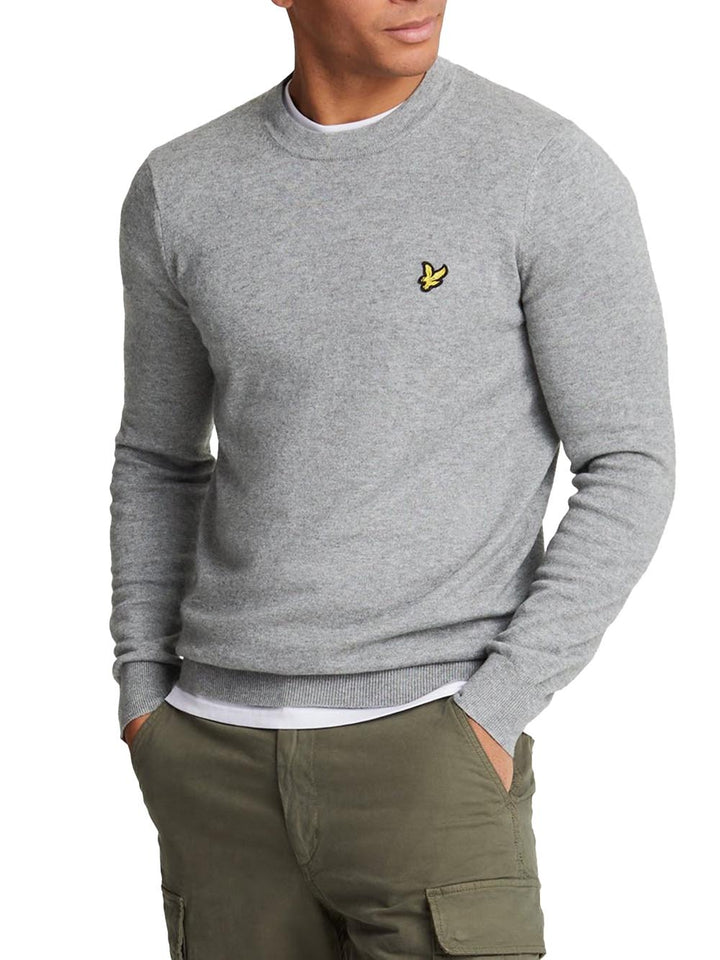 Cotton Merino Crew Neck Jumper Lyle & Scott Pullover Uomo Kn2110vc Grigio