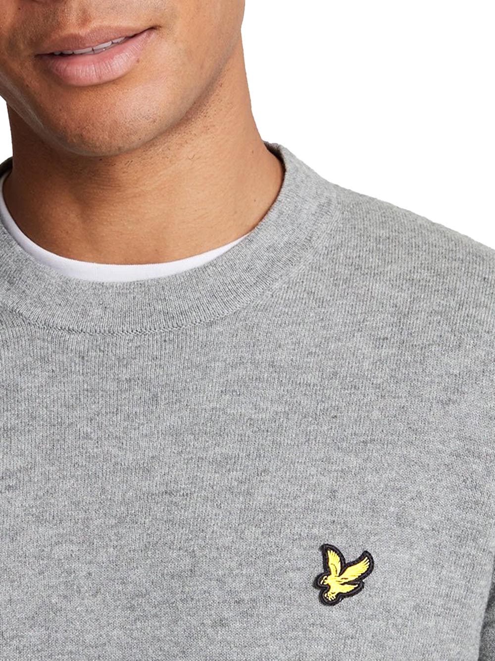 Cotton Merino Crew Neck Jumper Lyle & Scott Pullover Uomo Kn2110vc Grigio