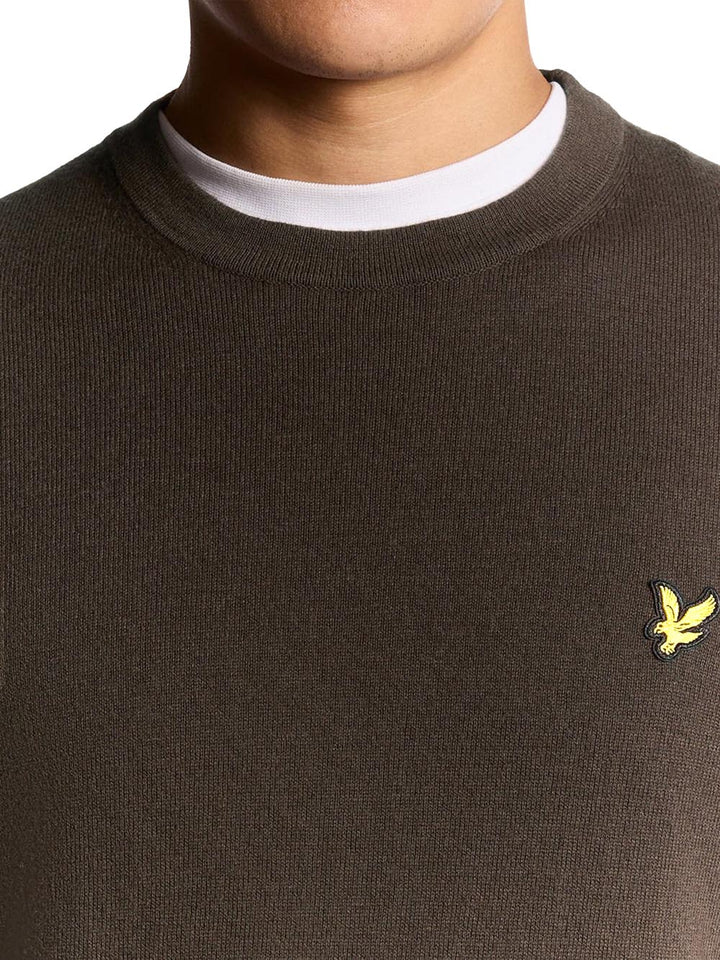 Cotton Merino Crew Neck Jumper Lyle & Scott Pullover Uomo Kn2110vc Marrone