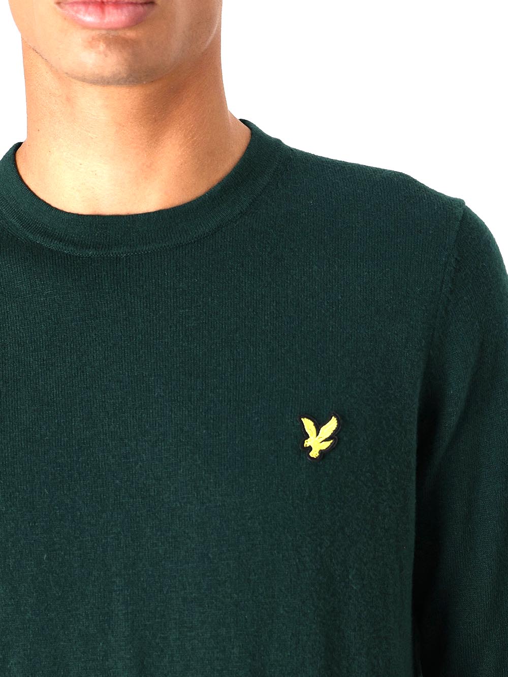 Cotton Merino Crew Neck Jumper Lyle & Scott Pullover Uomo Kn2110vc Verde