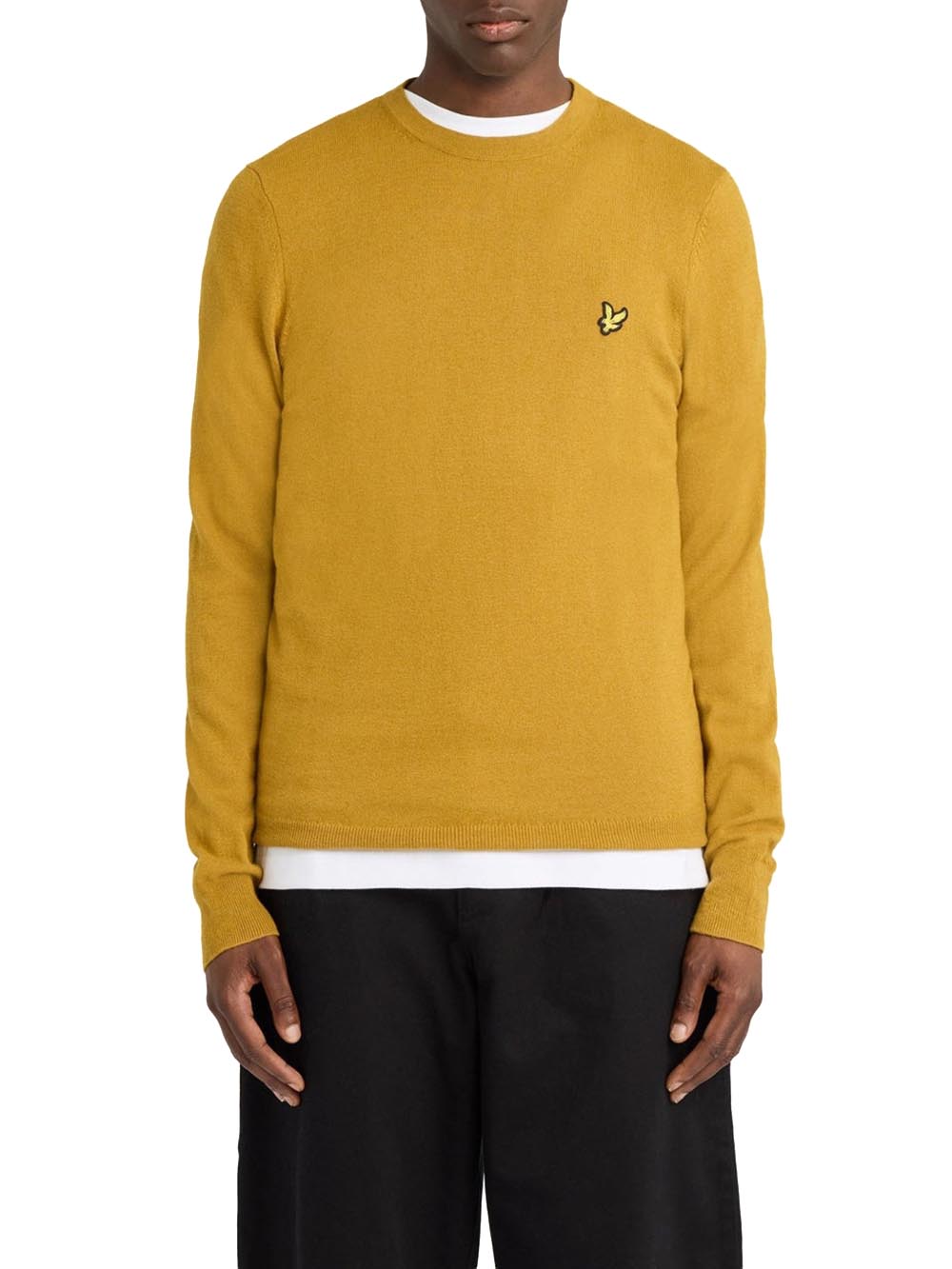 Cotton Merino Crew Neck Jumper Lyle & Scott Pullover Uomo Kn2110vc Ocra