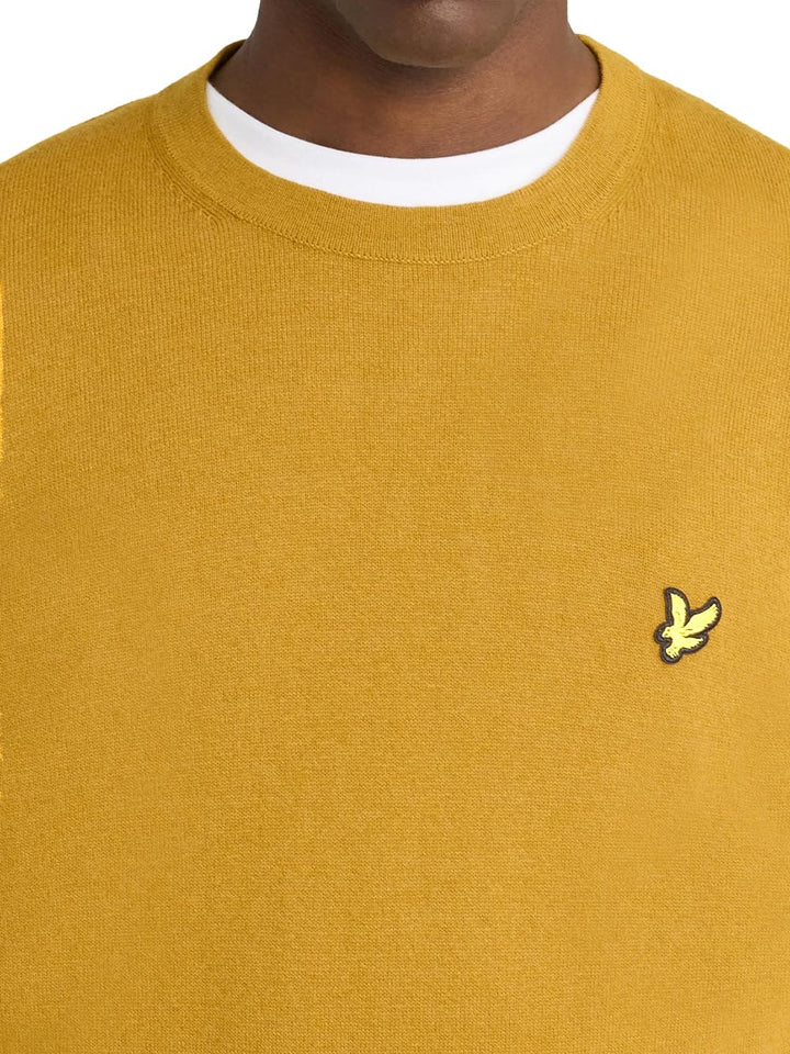 Cotton Merino Crew Neck Jumper Lyle & Scott Pullover Uomo Kn2110vc Ocra