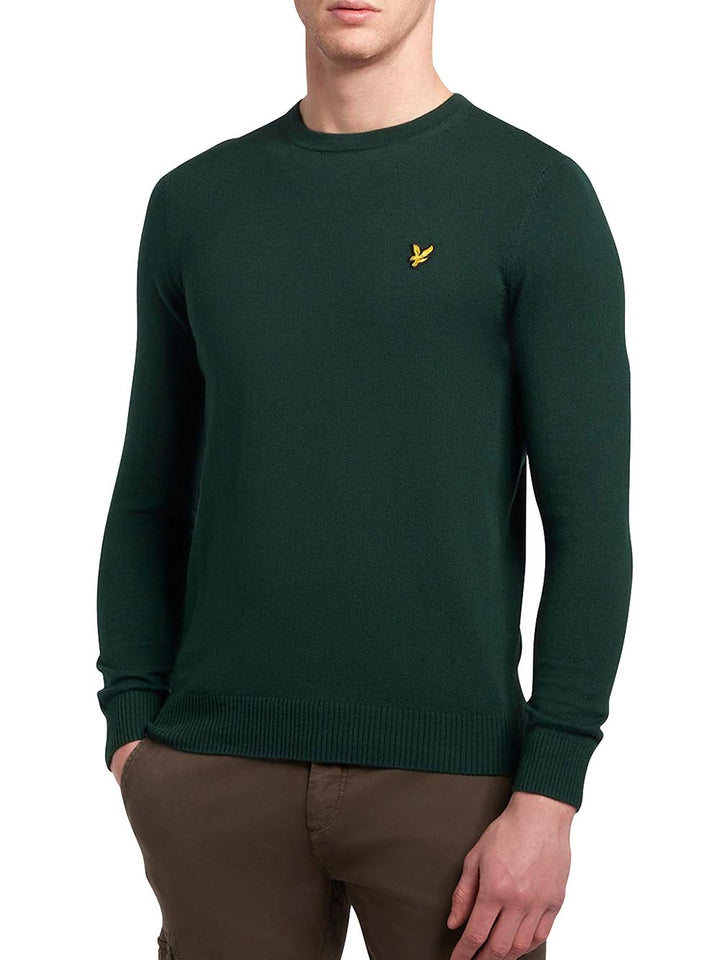 Cotton Merino Crew Neck Jumper Lyle & Scott Pullover Uomo Kn2110vc Verde scuro