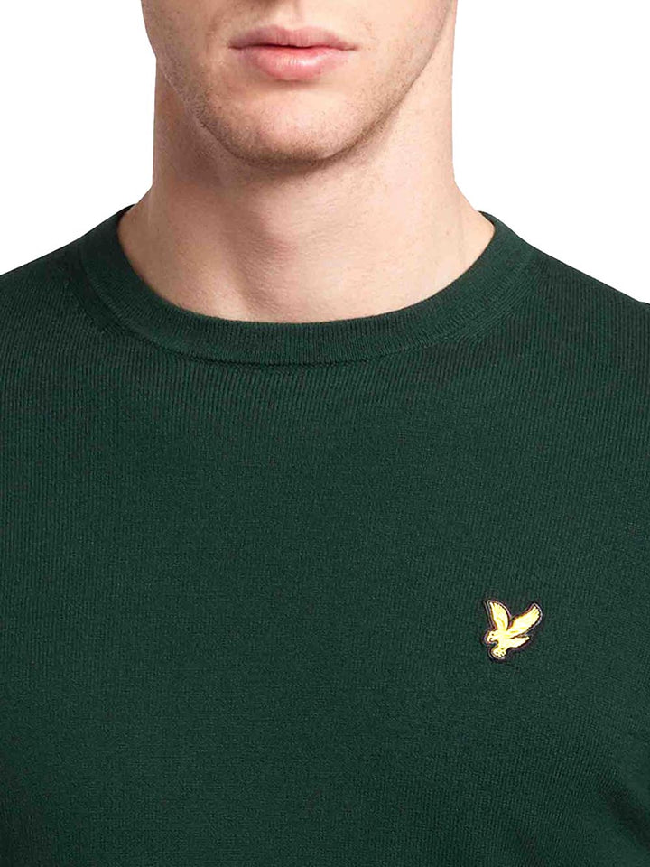 Cotton Merino Crew Neck Jumper Lyle & Scott Pullover Uomo Kn2110vc Verde scuro