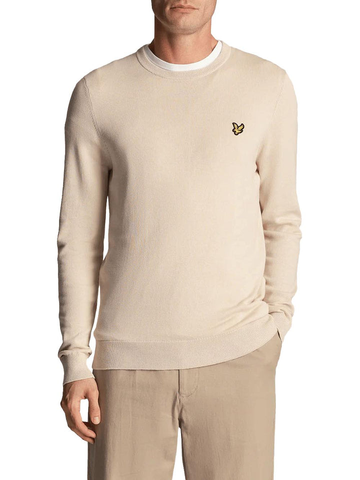 Cotton Merino Crew Neck Jumper Lyle & Scott Pullover Uomo Kn2110vc Beige