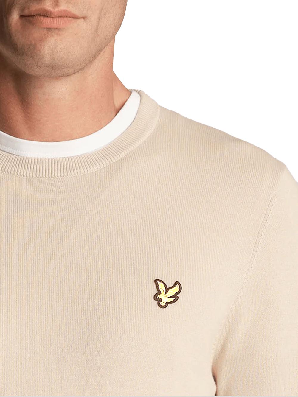 Cotton Merino Crew Neck Jumper Lyle & Scott Pullover Uomo Kn2110vc Beige