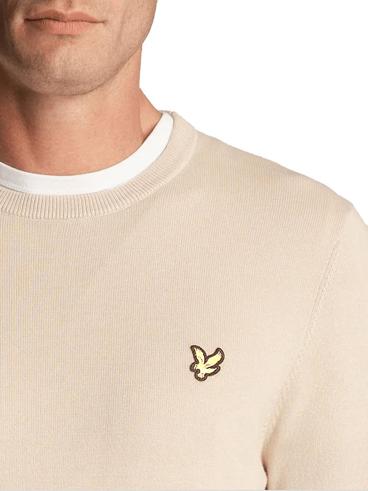Cotton Merino Crew Neck Jumper Lyle & Scott Pullover Uomo Kn2110vc Beige