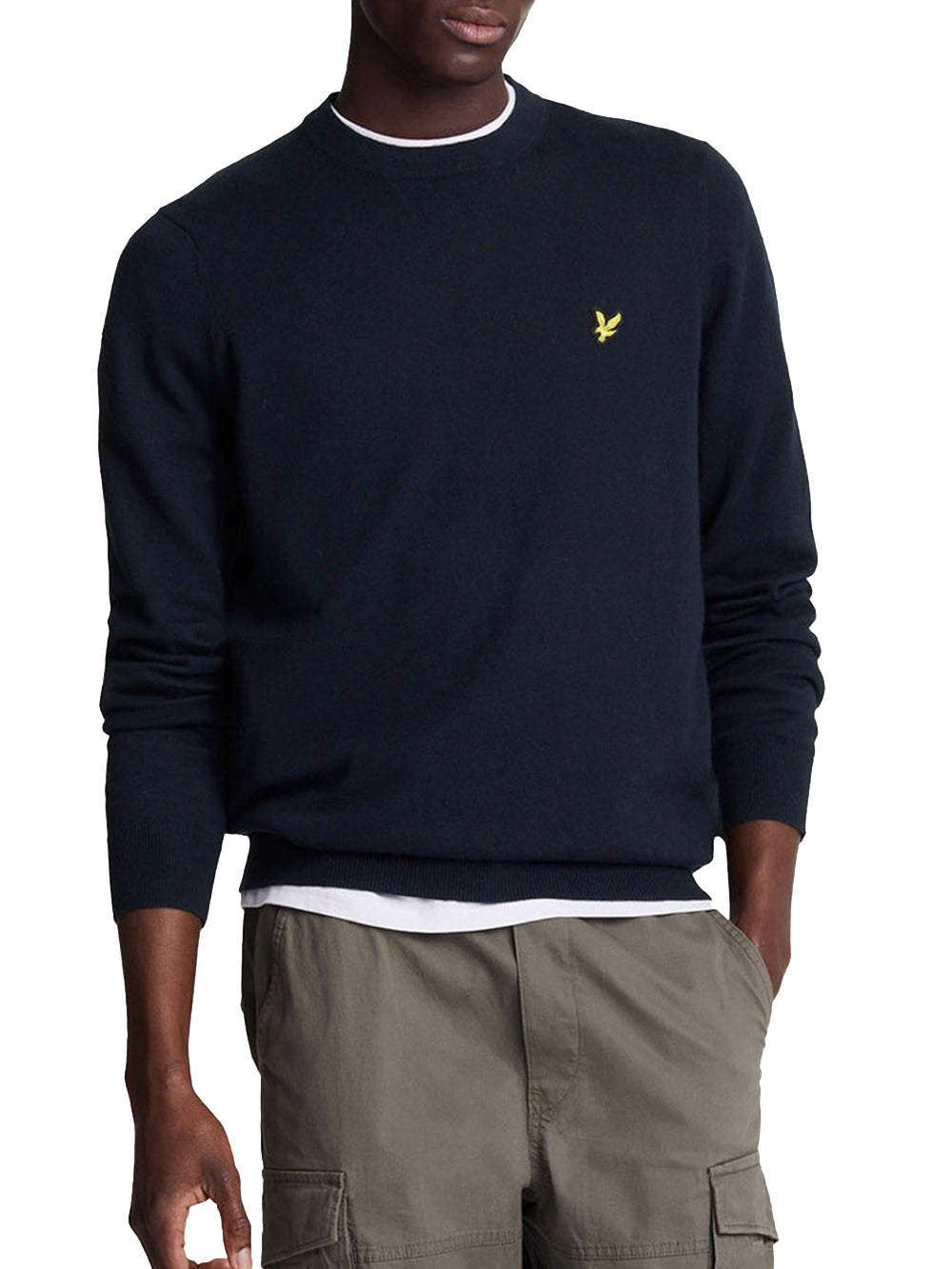 Cotton Merino Crew Neck Jumper Lyle & Scott Pullover Uomo Kn2110vc Blu scuro