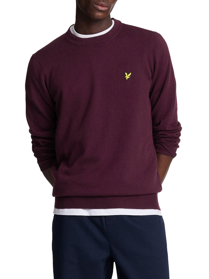 Cotton Merino Crew Neck Jumper Lyle & Scott Pullover Uomo Kn2110vc Bordeaux