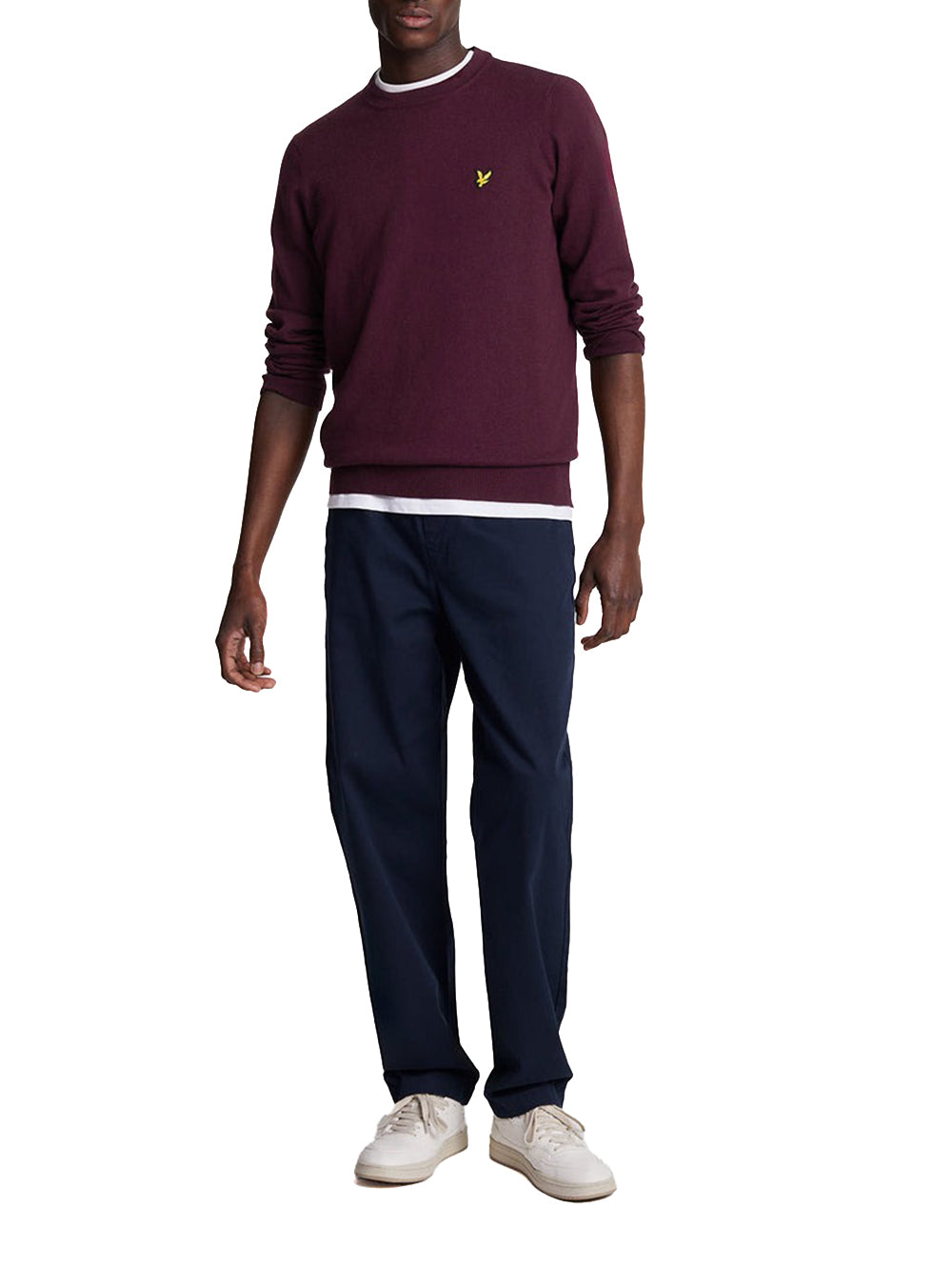 Cotton Merino Crew Neck Jumper Lyle & Scott Pullover Uomo Kn2110vc Bordeaux