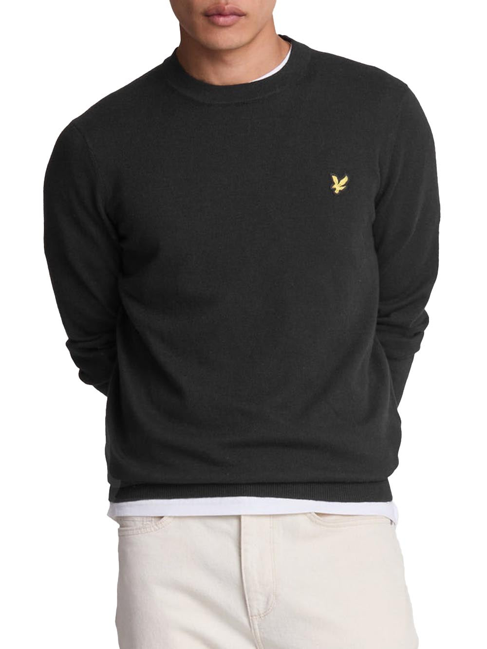 Cotton Merino Crew Neck Jumper Lyle & Scott Pullover Uomo Kn2110vc Nero