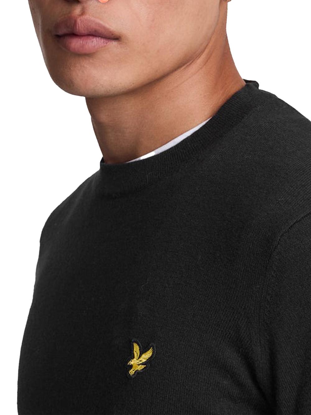 Cotton Merino Crew Neck Jumper Lyle & Scott Pullover Uomo Kn2110vc Nero