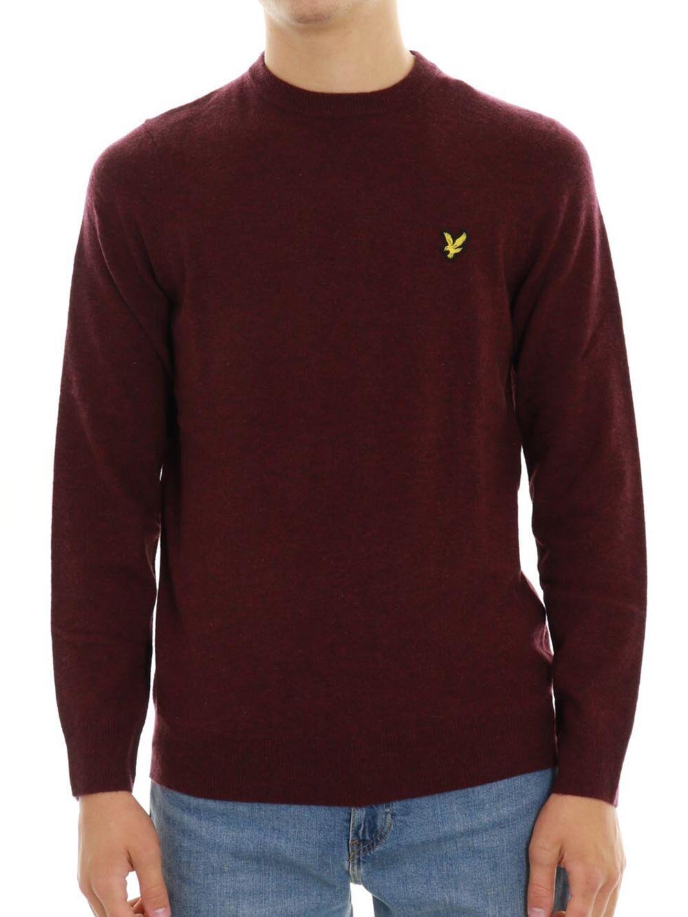 Lambswool Blend Crew Neck Jump Lyle & Scott Pullover Uomo Kn2114vc Bordeaux