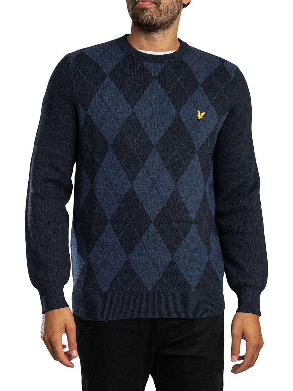 Cotton Merino Argyle Jumper Lyle & Scott Pullover Uomo Kn2517v Blu
