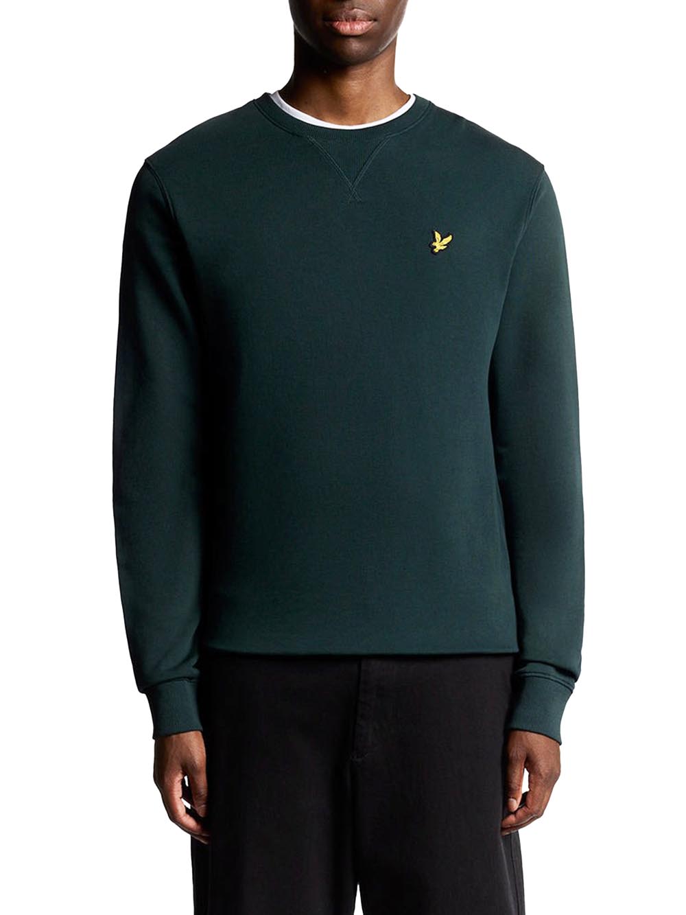 Crew Neck Brushback Sweatshirt Lyle & Scott Felpa Uomo Ml1131v Verde scuro