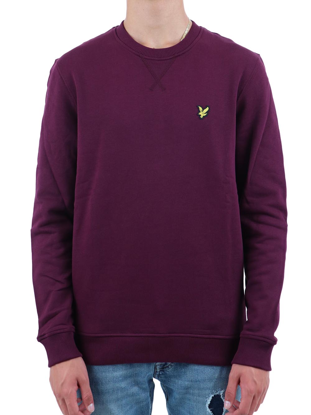 Crew Neck Brushback Sweatshirt Lyle & Scott Felpa Uomo Ml1131v Bordeaux