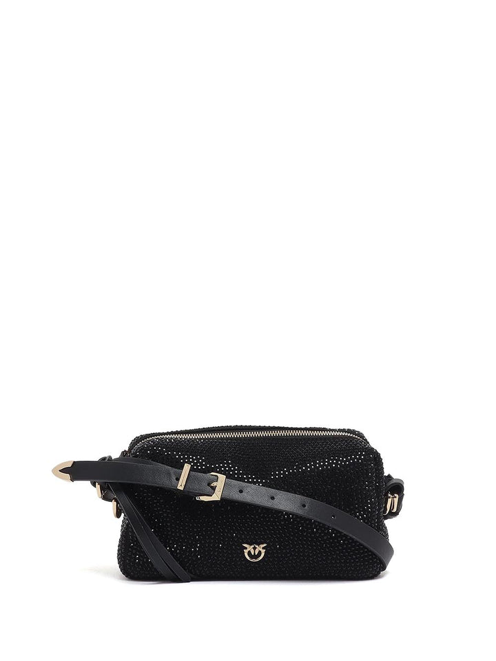 bauletto trittico mini full strass mic Pinko Borsa Tracolla Donna 106967 A308 Nero oro