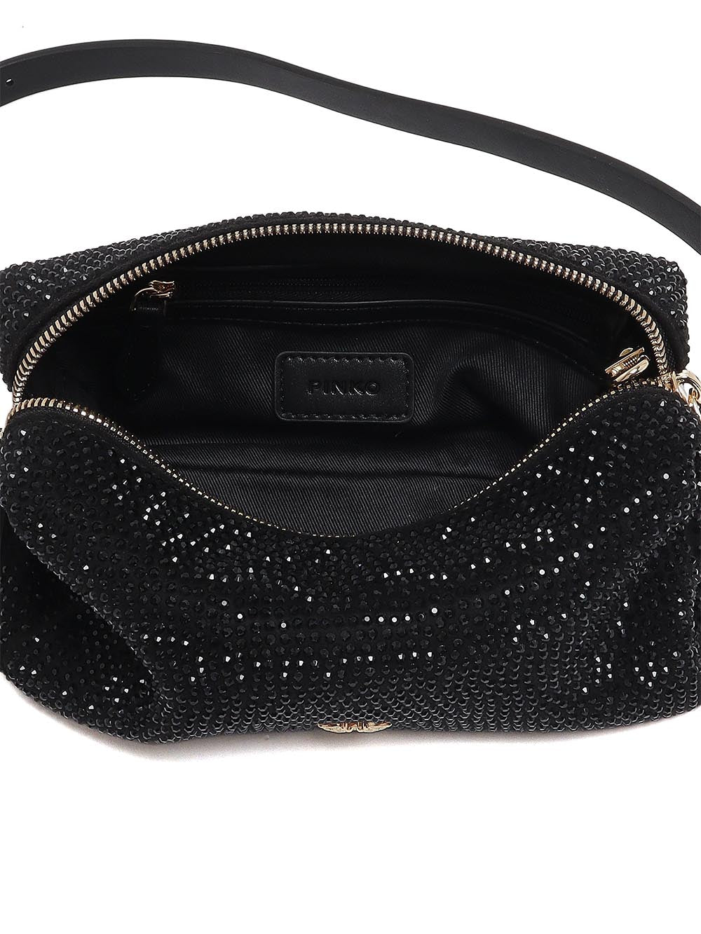 bauletto trittico mini full strass mic Pinko Borsa Tracolla Donna 106967 A308 Nero oro