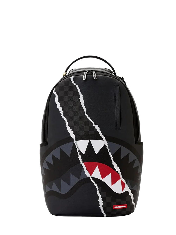 center rip revealing gray check backpack Sprayground Zaino Unisex 910b8502nsz Nero
