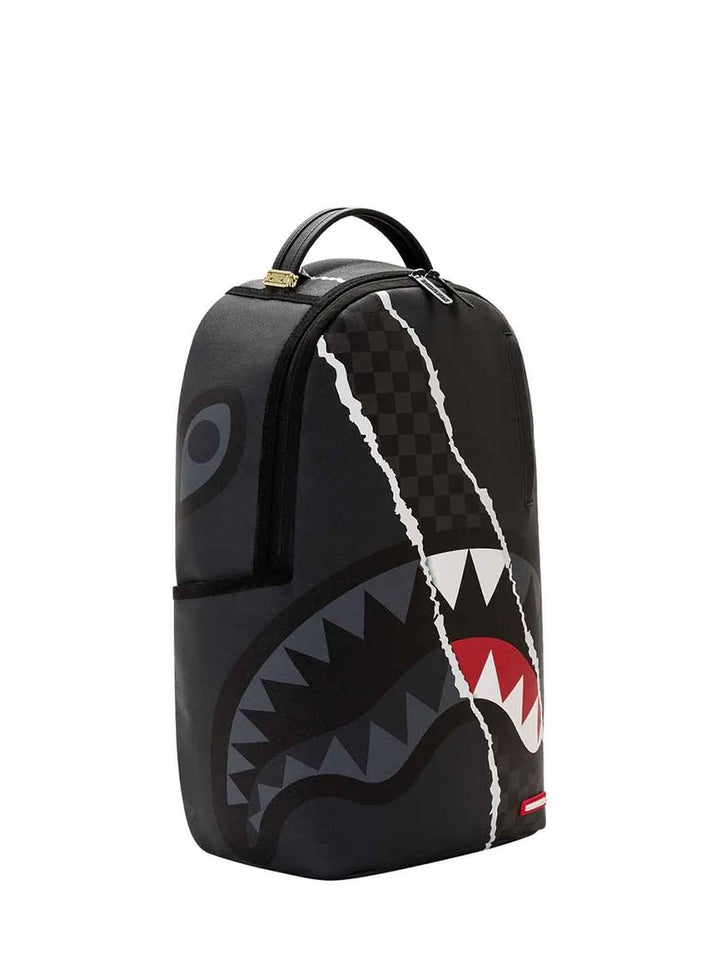 center rip revealing gray check backpack Sprayground Zaino Unisex 910b8502nsz Nero