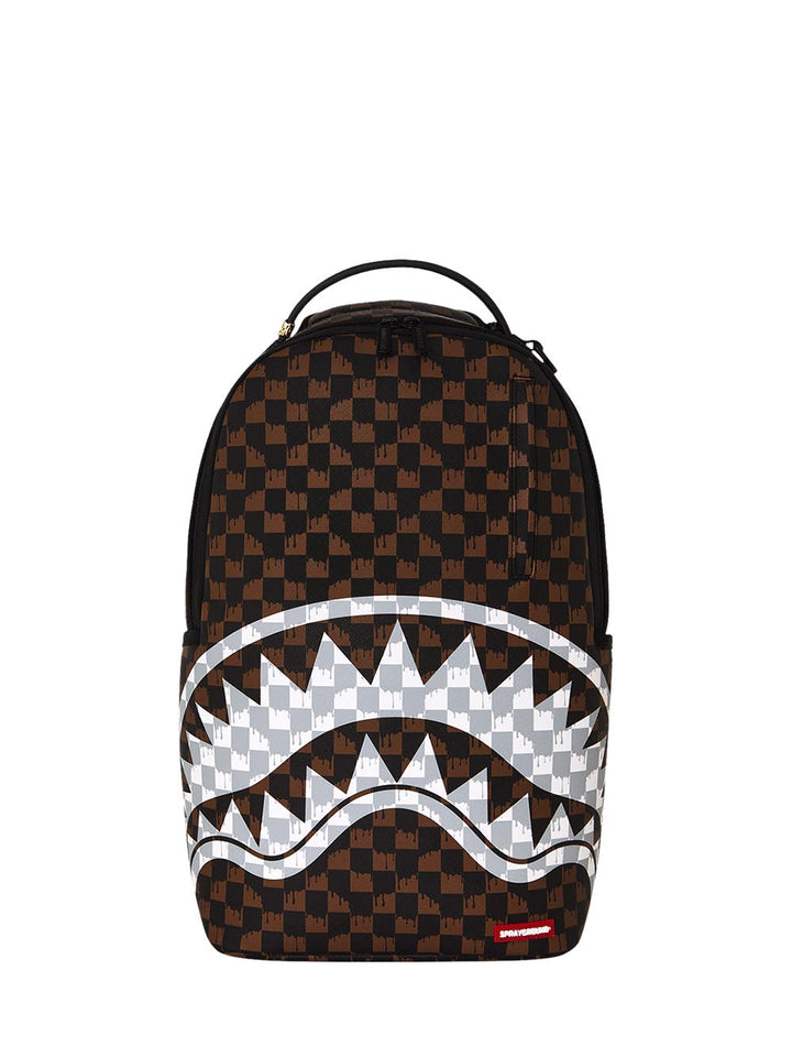 brown and cream drip check shark backpack Sprayground Zaino Unisex 910b8552nsz Marrone