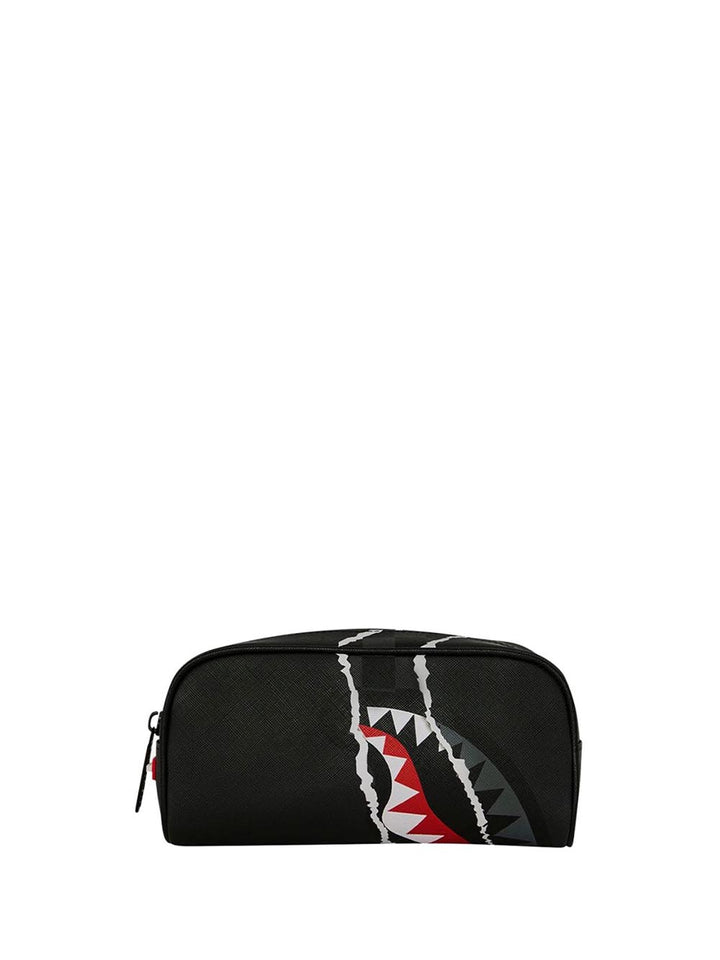 center rip revealing gray check pouch Sprayground Astuccio Unisex 910b9354nsz Nero