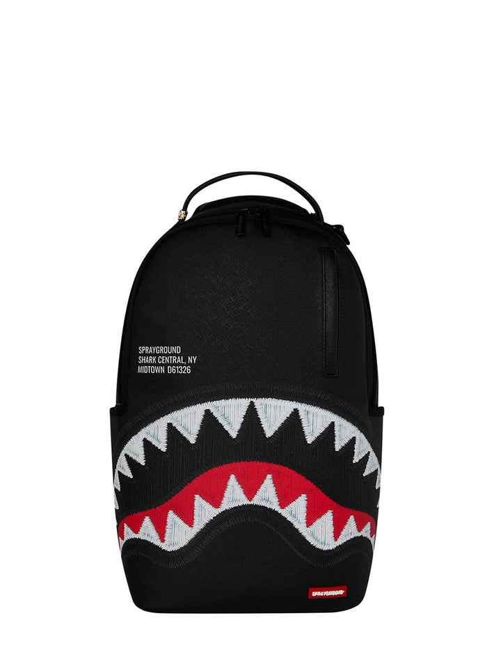 shark central black embroidered shark backpack Sprayground Zaino Unisex 910b9629nsz Nero